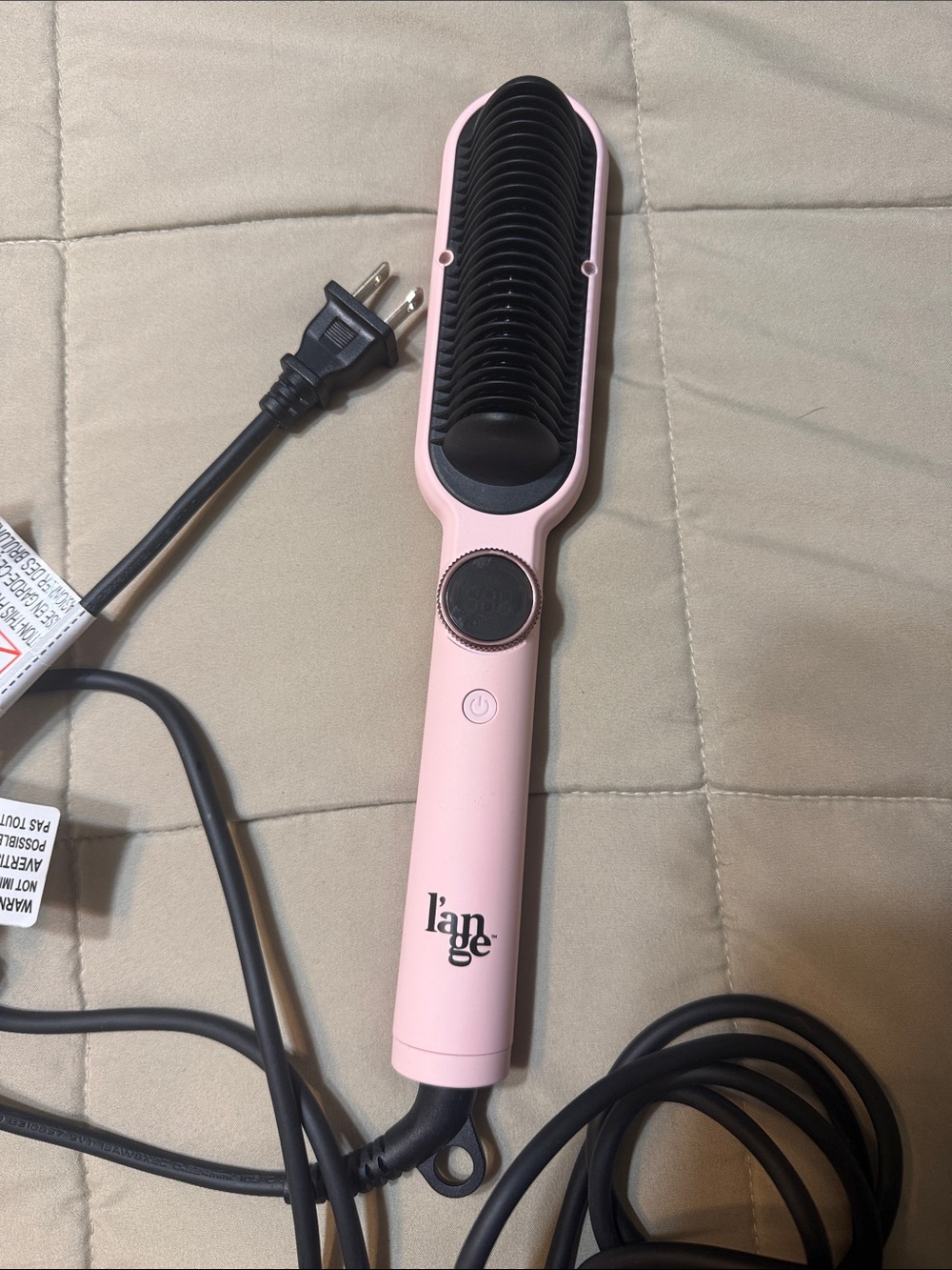 Lange Pink Electric Heated Hair Brush Straightener